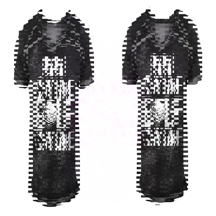 Papai Is My Name Golf Is My Game Love Golfing Men's Short Sleeve V-neck 3D Print Retro Tshirt