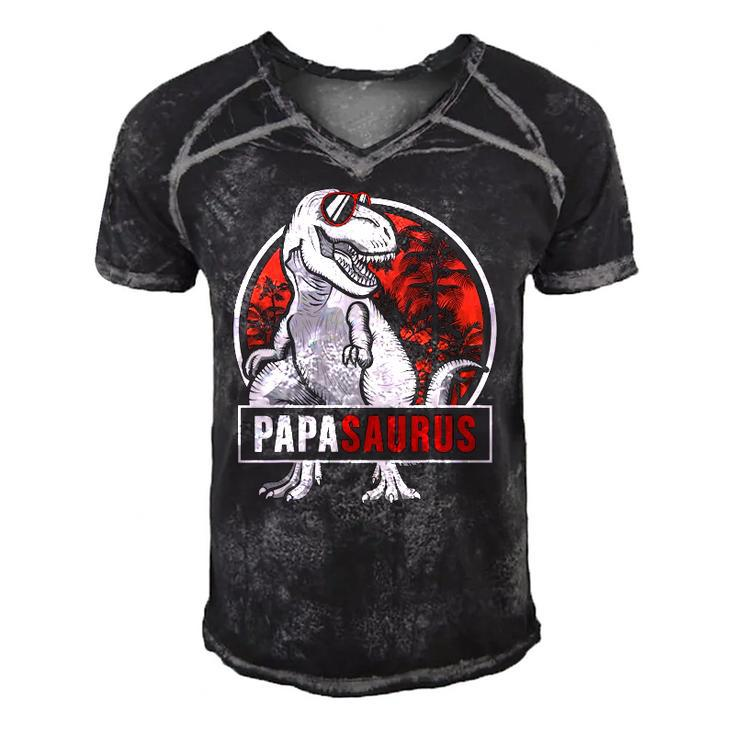 Papasaurus Trex Matching Dinosaur Family For Papa Pop Men Men's Short Sleeve V-neck 3D Print Retro Tshirt