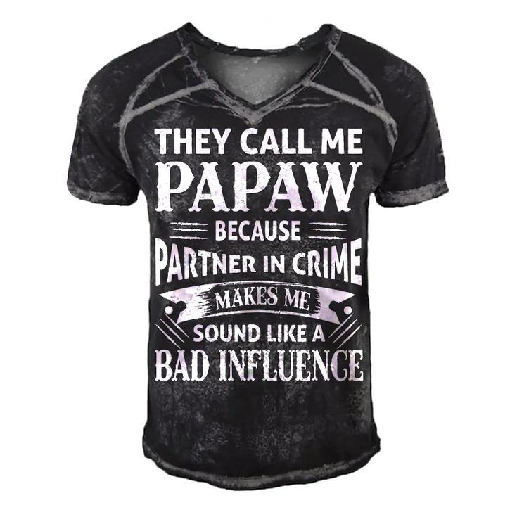 Papaw Grandpa Gift   They Call Me Papaw Because Partner In Crime Makes Me Sound Like A Bad Influence Men's Short Sleeve V-neck 3D Print Retro Tshirt