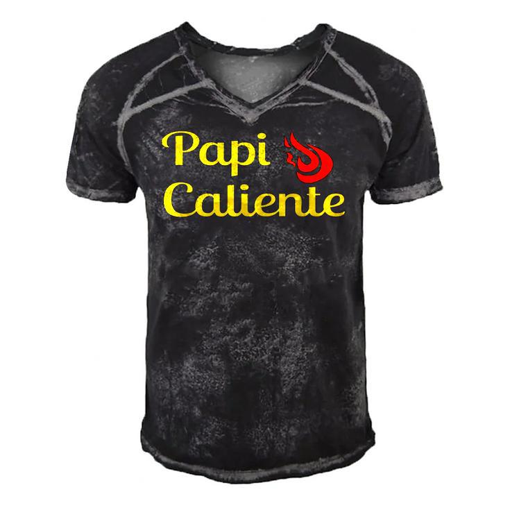 Papi Caliente Hot Daddy Spanish Fire Camiseta Men's Short Sleeve V-neck 3D Print Retro Tshirt
