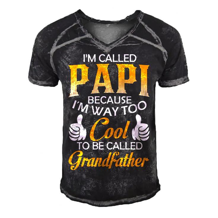 Papi Grandpa Gift   Im Called Papi Because Im Too Cool To Be Called Grandfather Men's Short Sleeve V-neck 3D Print Retro Tshirt