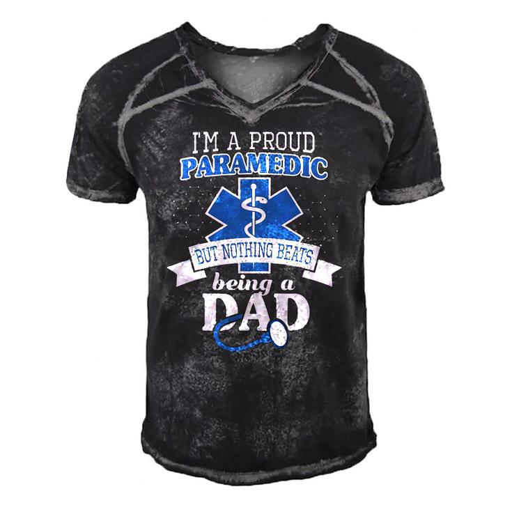 Paramedic And Proud Dad  Cool Gift For Daddy Emt Father Men's Short Sleeve V-neck 3D Print Retro Tshirt