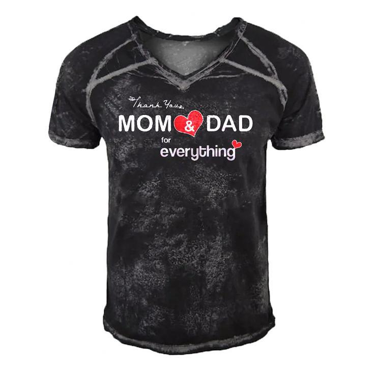 Parents Day - Thank You Mom And Dad For Everything Men's Short Sleeve V-neck 3D Print Retro Tshirt