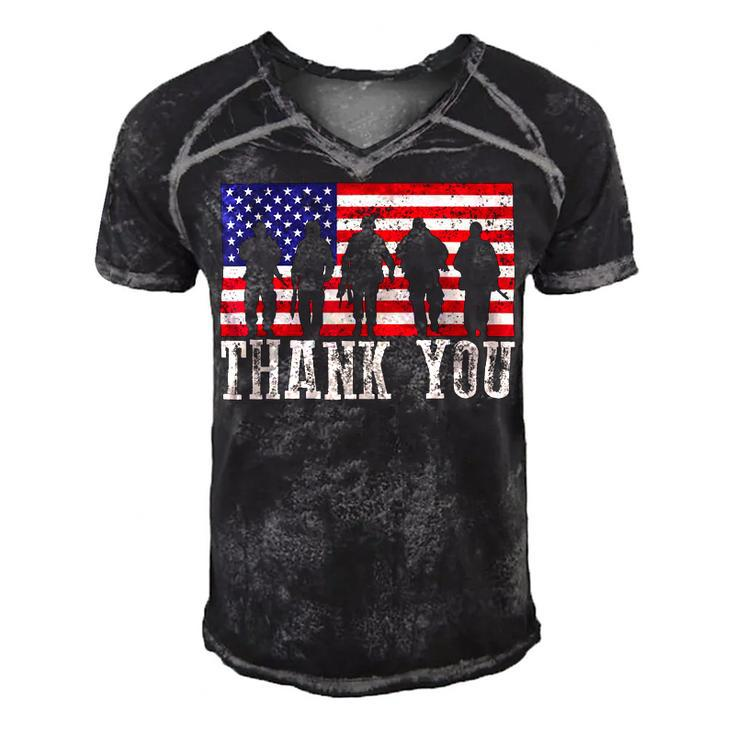 Patriotic American Flag Thank You For Men Women Kid Girl Boy Men's Short Sleeve V-neck 3D Print Retro Tshirt