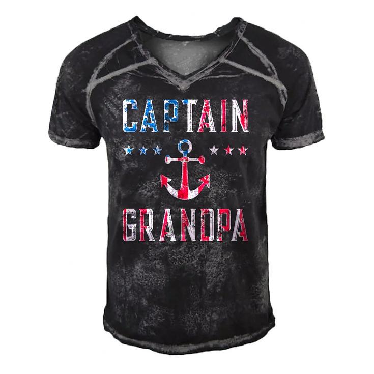 Patriotic Captain Grandpa American Flag Boating 4Th Of July Men's Short Sleeve V-neck 3D Print Retro Tshirt
