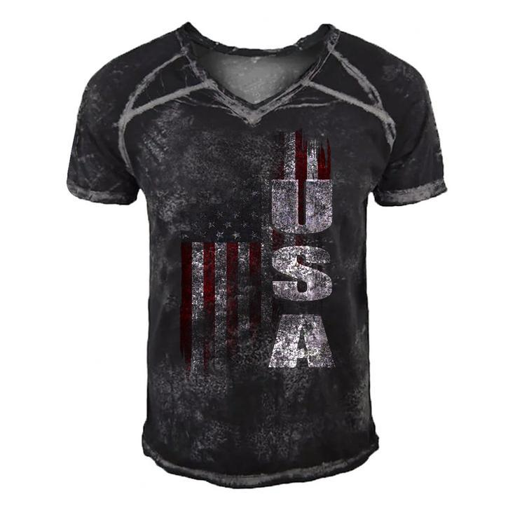 Patriotic Usa American Flag  V2 Men's Short Sleeve V-neck 3D Print Retro Tshirt