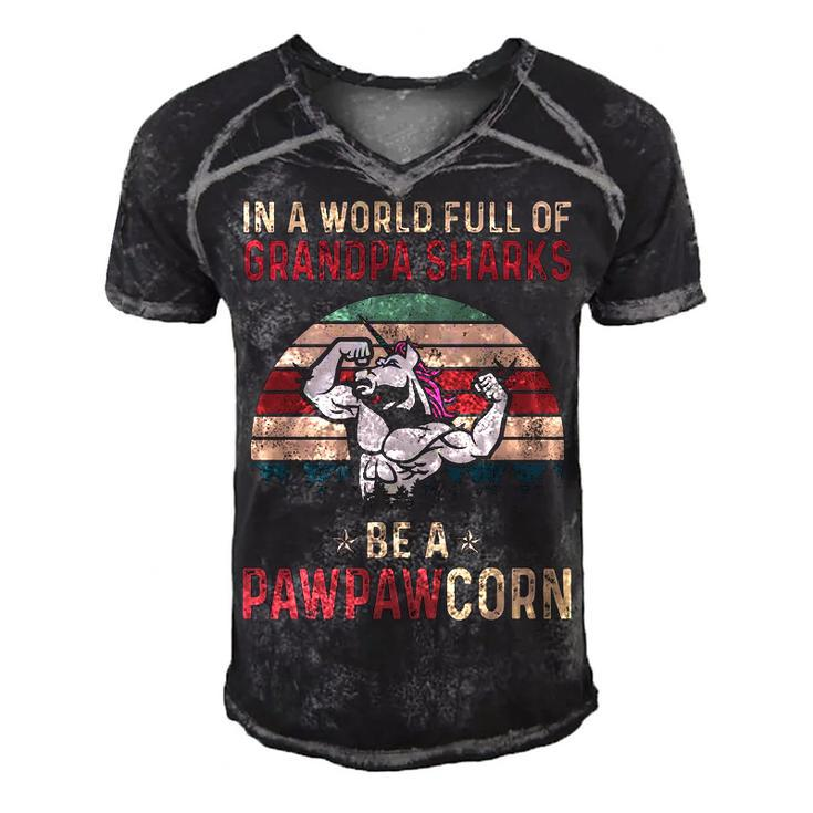Paw Paw Grandpa Gift   In A World Full Of Grandpa Sharks Be A Pawpawcorn V2 Men's Short Sleeve V-neck 3D Print Retro Tshirt
