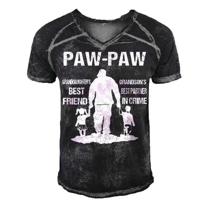 Paw Paw Grandpa Gift   Paw Paw Best Friend Best Partner In Crime Men's Short Sleeve V-neck 3D Print Retro Tshirt