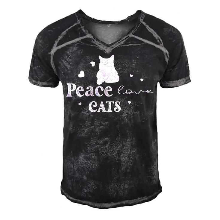 Peace Love Cats  Animal Lover  Cat Lover  Men's Short Sleeve V-neck 3D Print Retro Tshirt