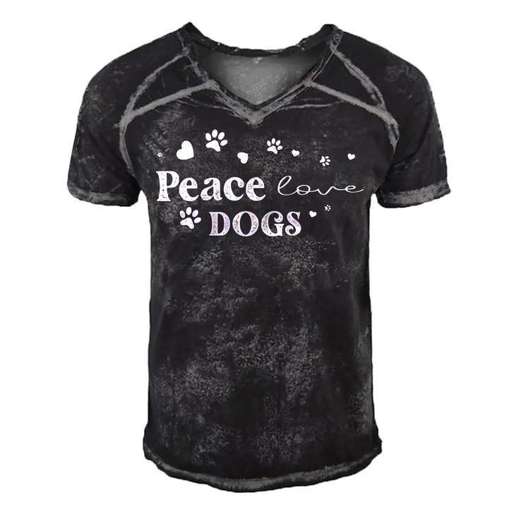 Peace Love Dogs  Animal Lover  Pets Lover Men's Short Sleeve V-neck 3D Print Retro Tshirt