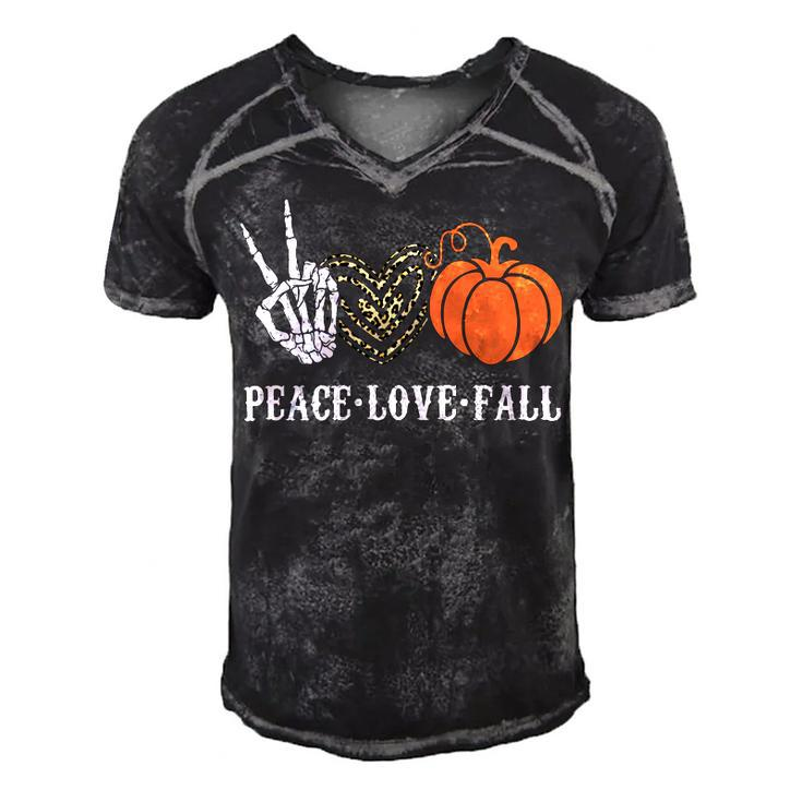 Peace Love Fall Peace Love Pumpkin Men's Short Sleeve V-neck 3D Print Retro Tshirt