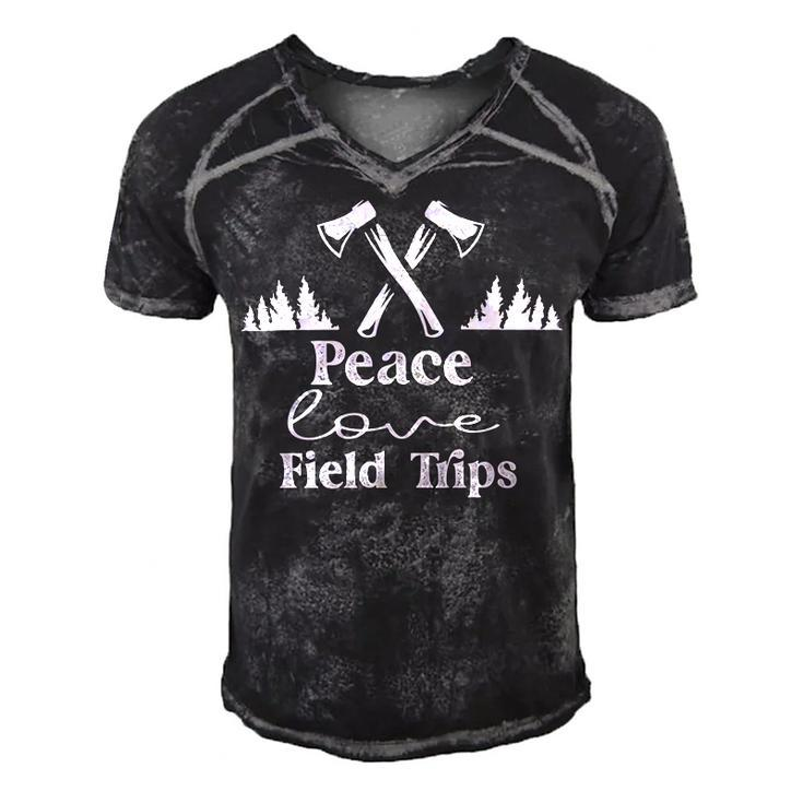 Peace Love Field Trips  Vintage Gift  Men's Short Sleeve V-neck 3D Print Retro Tshirt