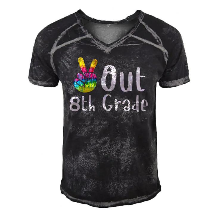 Peace Out 8Th Grade Tie Dye Graduation Class Of 2022 Virtual Men's Short Sleeve V-neck 3D Print Retro Tshirt
