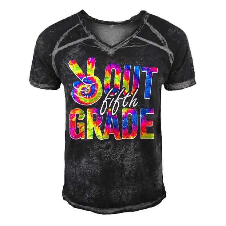 Peace Out Fifth Grade Tie Dye Funny Graduation 5Th Grade  Men's Short Sleeve V-neck 3D Print Retro Tshirt