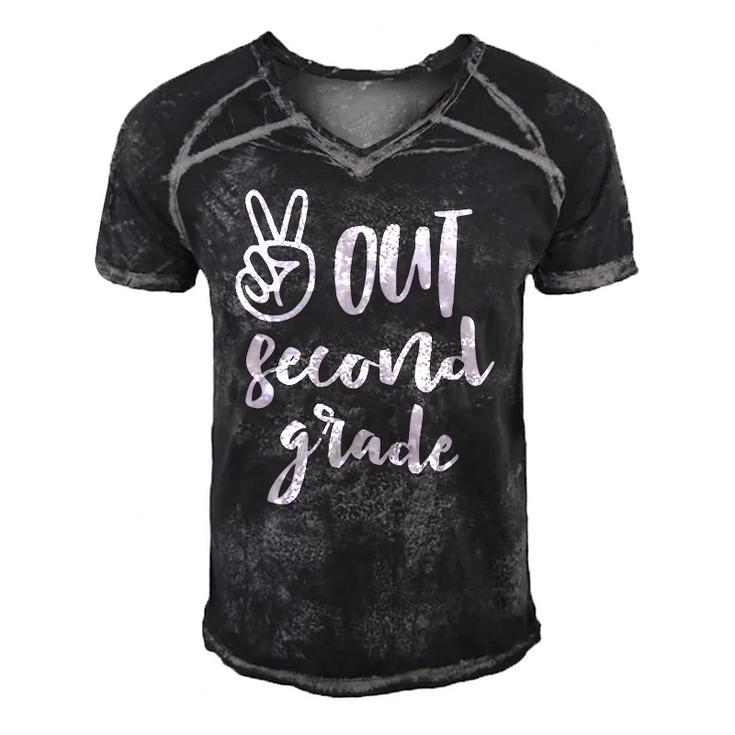 Peace Out Second Grade - Last Day Of School 2Nd Grad Men's Short Sleeve V-neck 3D Print Retro Tshirt