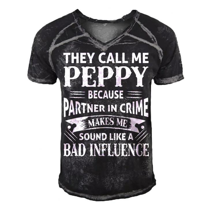 Peppy Grandpa Gift   They Call Me Peppy Because Partner In Crime Makes Me Sound Like A Bad Influence Men's Short Sleeve V-neck 3D Print Retro Tshirt