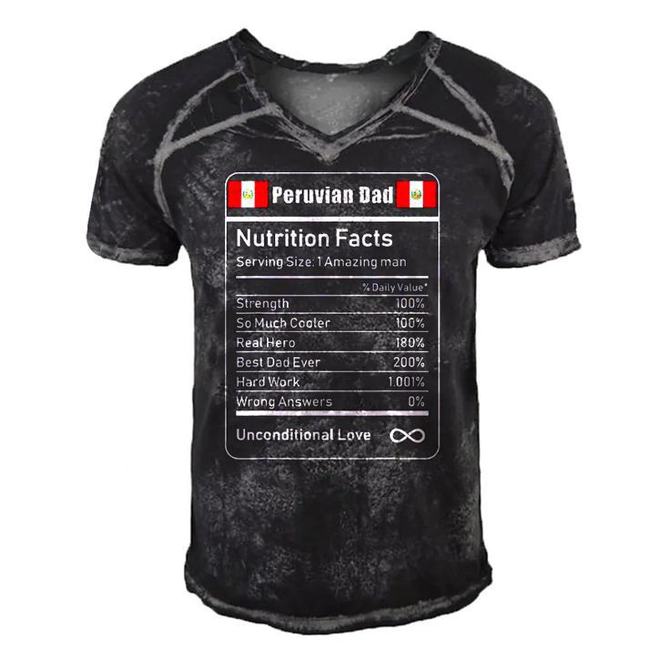Peruvian Dad Nutrition Facts Fathers Day Gift Men's Short Sleeve V-neck 3D Print Retro Tshirt