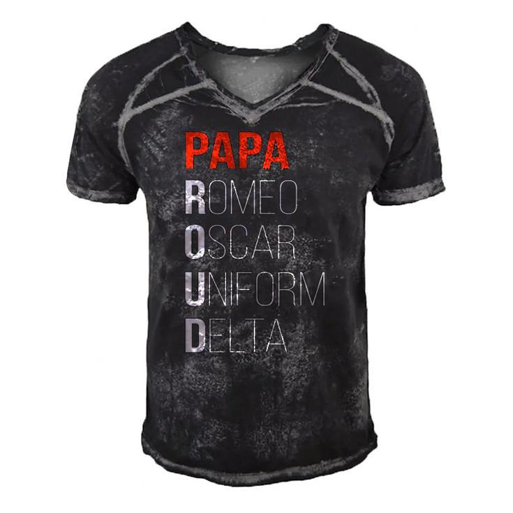 Phonetic Alphabet Proud Papa Tee I Army Dad Fathers Day Gift Men's Short Sleeve V-neck 3D Print Retro Tshirt
