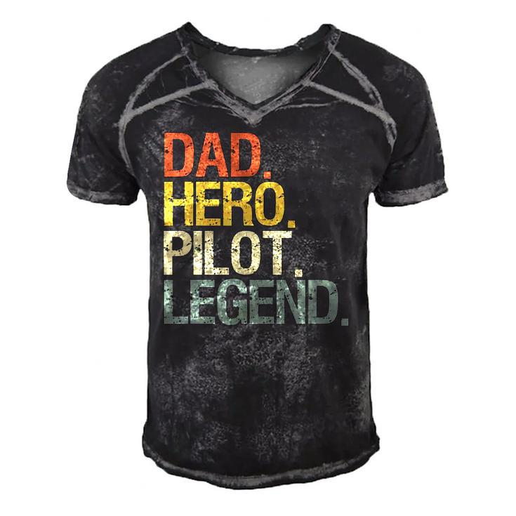 Pilot Dad Hero Pilot Legend Men's Short Sleeve V-neck 3D Print Retro Tshirt