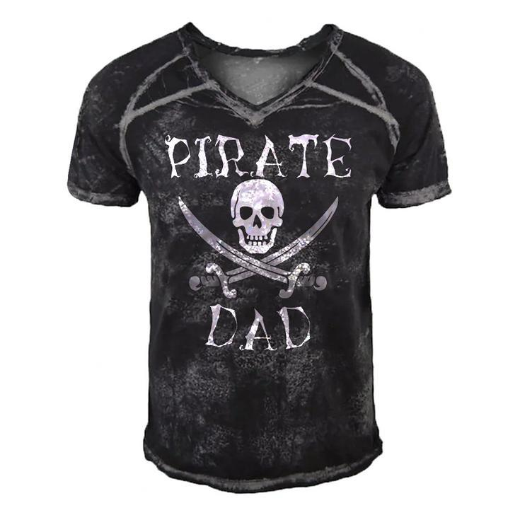 Pirate Dad  Awesome Skull And Swords Halloween Tee Men's Short Sleeve V-neck 3D Print Retro Tshirt