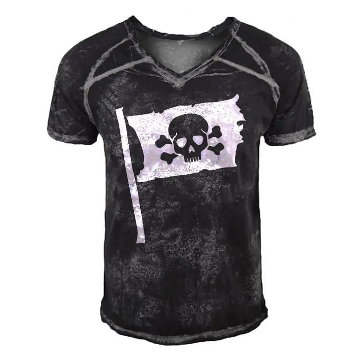 Pirate Flag Skull Crossed Bone Halloween Costume Men's Short Sleeve V-neck 3D Print Retro Tshirt