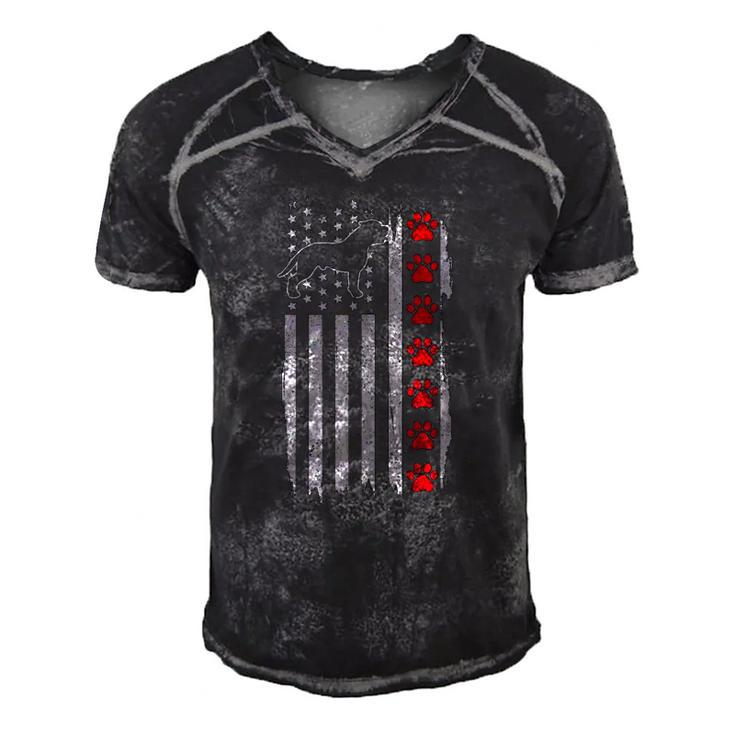 Pitbull American Flag 4Th Of July Patriotic Pitbull Dog  Men's Short Sleeve V-neck 3D Print Retro Tshirt