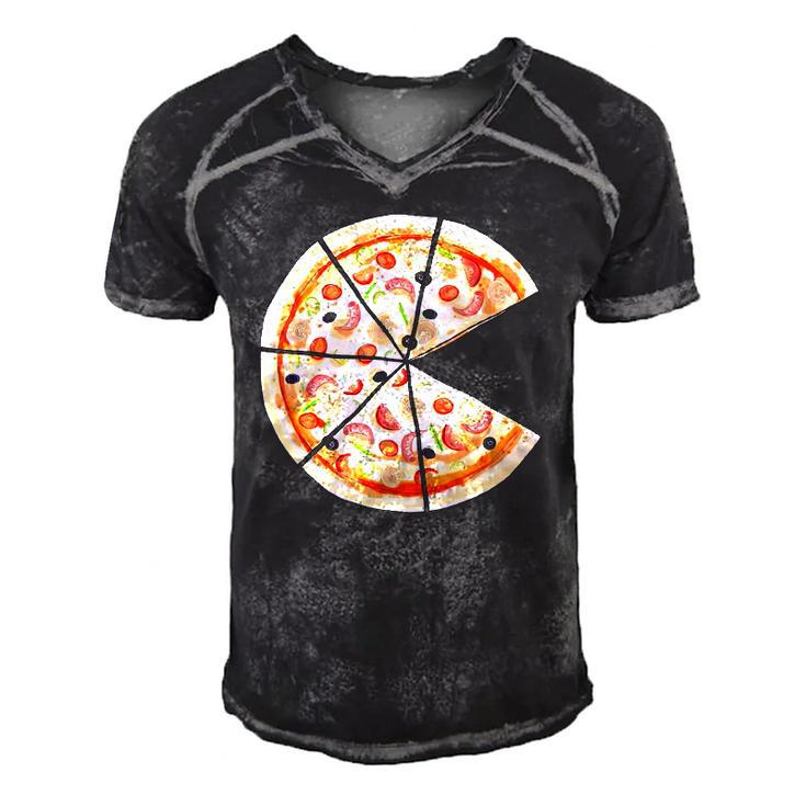 Pizza Pie And Slice Dad And Son Matching Pizza Father’S Day Men's Short Sleeve V-neck 3D Print Retro Tshirt