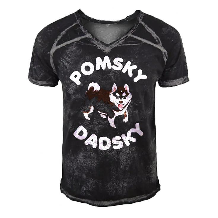 Pomsky Dadsky For Dog Pet Dad Fathers Day Men's Short Sleeve V-neck 3D Print Retro Tshirt