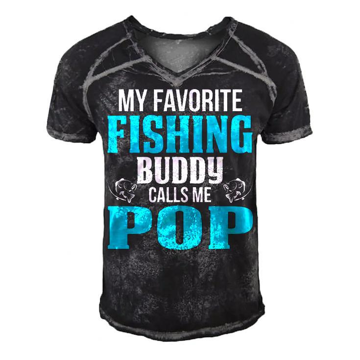 Pop Grandpa Fishing Gift   My Favorite Fishing Buddy Calls Me Pop V2 Men's Short Sleeve V-neck 3D Print Retro Tshirt