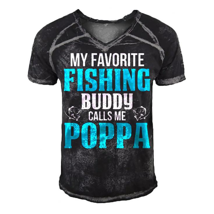 Poppa Grandpa Fishing Gift   My Favorite Fishing Buddy Calls Me Poppa Men's Short Sleeve V-neck 3D Print Retro Tshirt