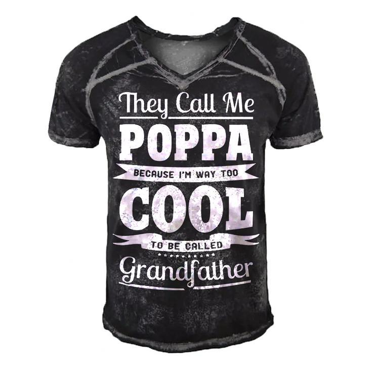 Poppa Grandpa Gift   Im Called Poppa Because Im Too Cool To Be Called Grandfather Men's Short Sleeve V-neck 3D Print Retro Tshirt