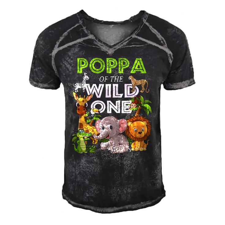 Poppa Of The Wild One Zoo Birthday Safari Jungle Animal Men's Short Sleeve V-neck 3D Print Retro Tshirt