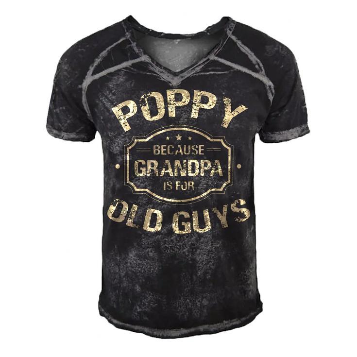 Poppy Because Grandpa Is For Old Guys Men's Short Sleeve V-neck 3D Print Retro Tshirt