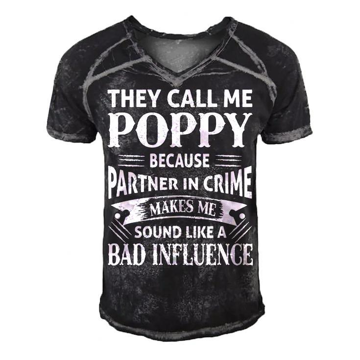 Poppy Grandpa Gift   They Call Me Poppy Because Partner In Crime Makes Me Sound Like A Bad Influence Men's Short Sleeve V-neck 3D Print Retro Tshirt