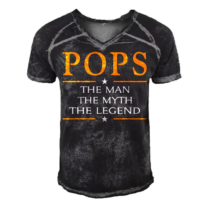 Pops Grandpa Gift   Pops The Man The Myth The Legend Men's Short Sleeve V-neck 3D Print Retro Tshirt