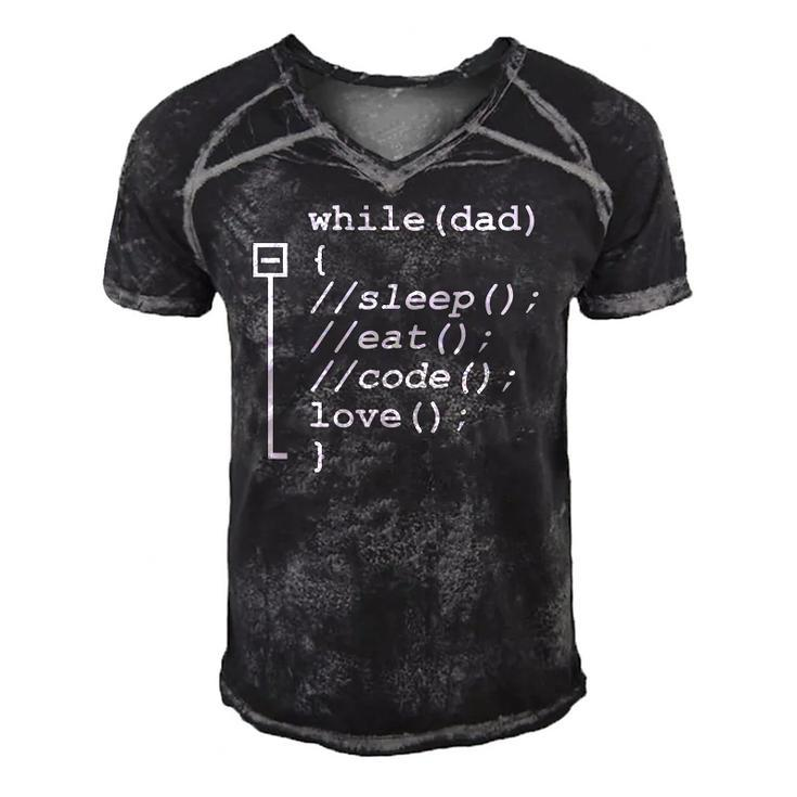 Programmer Dad Sleep Eat Code Funny Fathers Day Men's Short Sleeve V-neck 3D Print Retro Tshirt