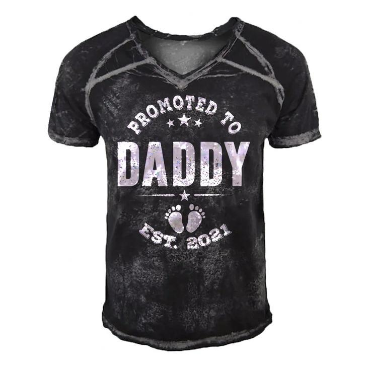 Promoted To Daddy 2021 Pregnancy Announcement Baby Shower Men's Short Sleeve V-neck 3D Print Retro Tshirt