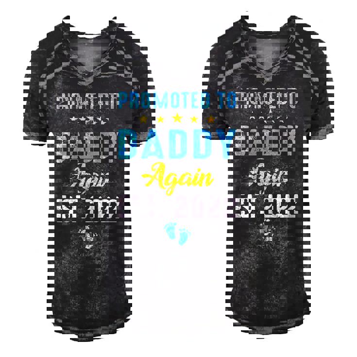 Promoted To Daddy Again 2022 Funny Soon To Be Daddy Again Men's Short Sleeve V-neck 3D Print Retro Tshirt
