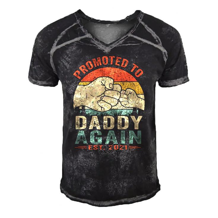 Promoted To Daddy Again Est2021 Fathers Day Men's Short Sleeve V-neck 3D Print Retro Tshirt