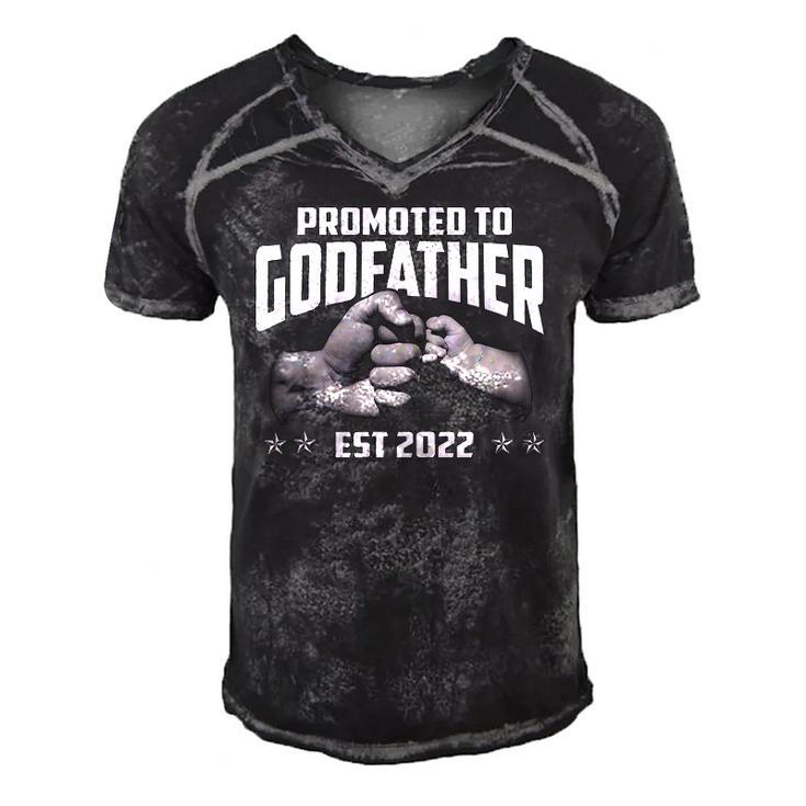 Promoted To Godfather 2022 For First Time Fathers New Dad Men's Short Sleeve V-neck 3D Print Retro Tshirt