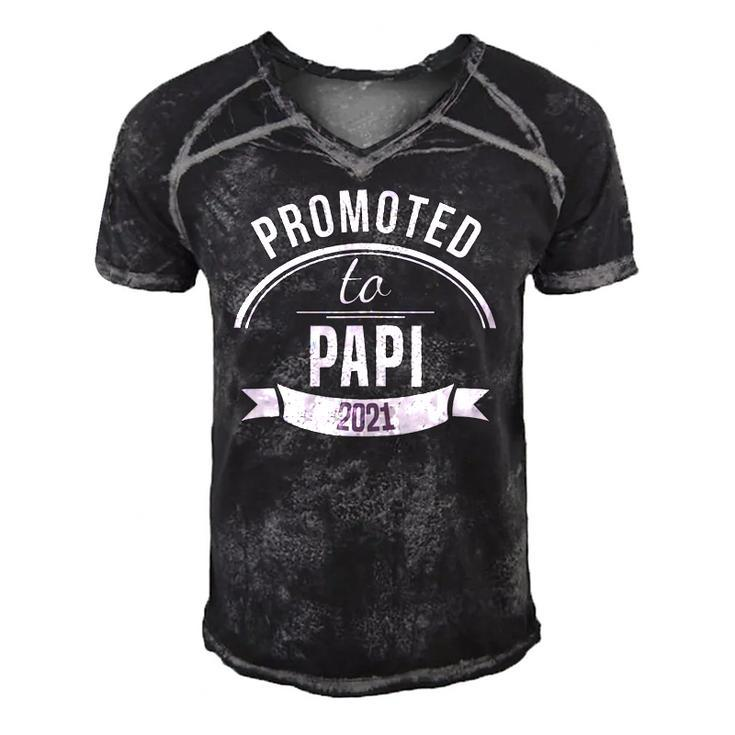 Promoted To Papi Est 2021 Gift First Time Dad Fathers Day Men's Short Sleeve V-neck 3D Print Retro Tshirt