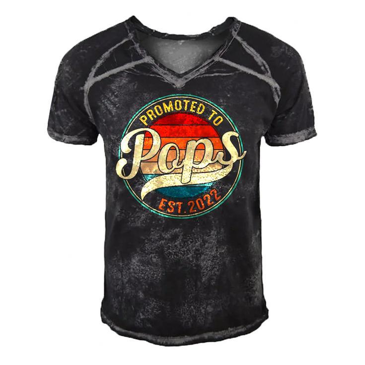 Promoted To Pops Est 2022 Soon To Be Pregnancy Announcement Men's Short Sleeve V-neck 3D Print Retro Tshirt