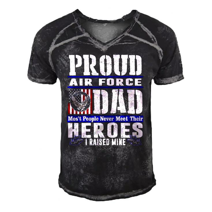 Proud Air Force Dad US Air Force Veteran Military Pride Men's Short Sleeve V-neck 3D Print Retro Tshirt