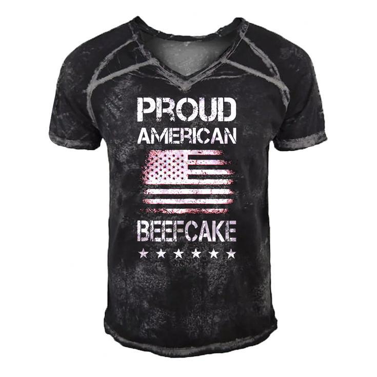 Proud American Beefcake Fourth Of July Patriotic Flag  Men's Short Sleeve V-neck 3D Print Retro Tshirt