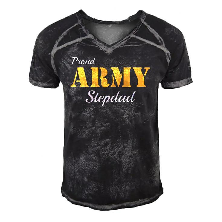Proud Army Stepdad Fathers Day Men's Short Sleeve V-neck 3D Print Retro Tshirt