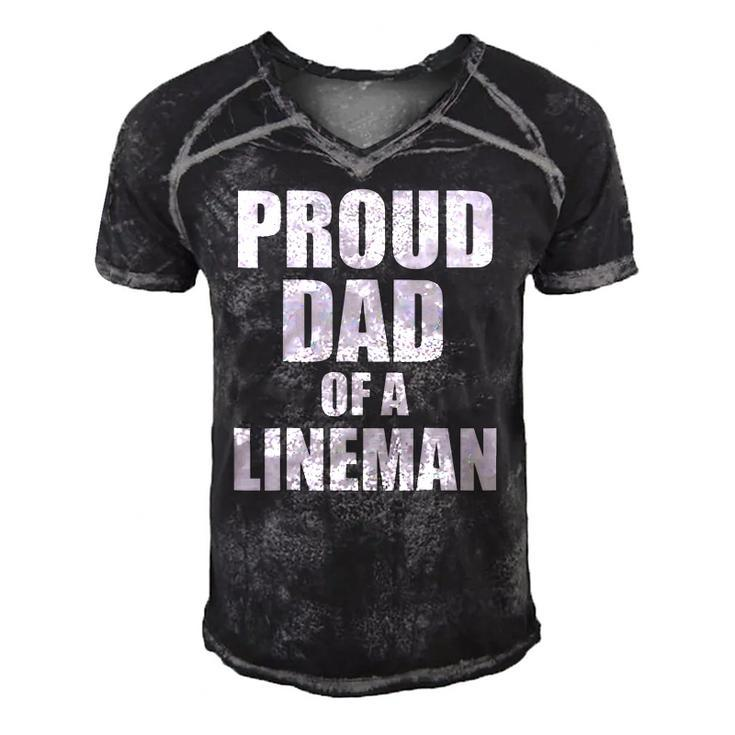 Proud Dad Of A Lineman Funny Football Dad Gift Men's Short Sleeve V-neck 3D Print Retro Tshirt