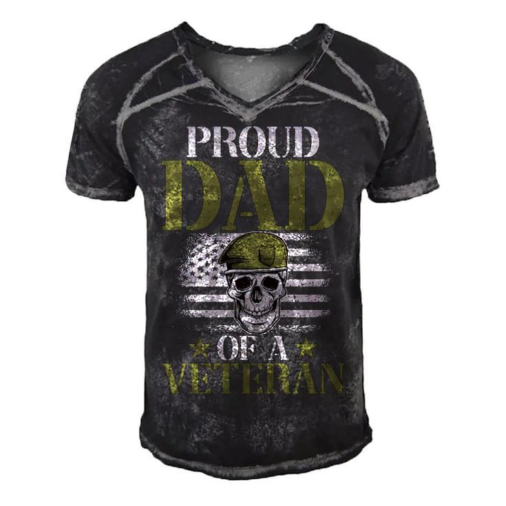 Proud Dad Of A Veteran Patrioticic Memorial Day 4Th Of July   Men's Short Sleeve V-neck 3D Print Retro Tshirt