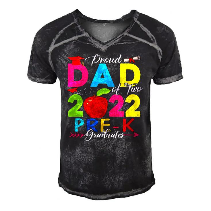 Proud Dad Of Two 2022 Pre-K Graduates Funny Family Lover Men's Short Sleeve V-neck 3D Print Retro Tshirt