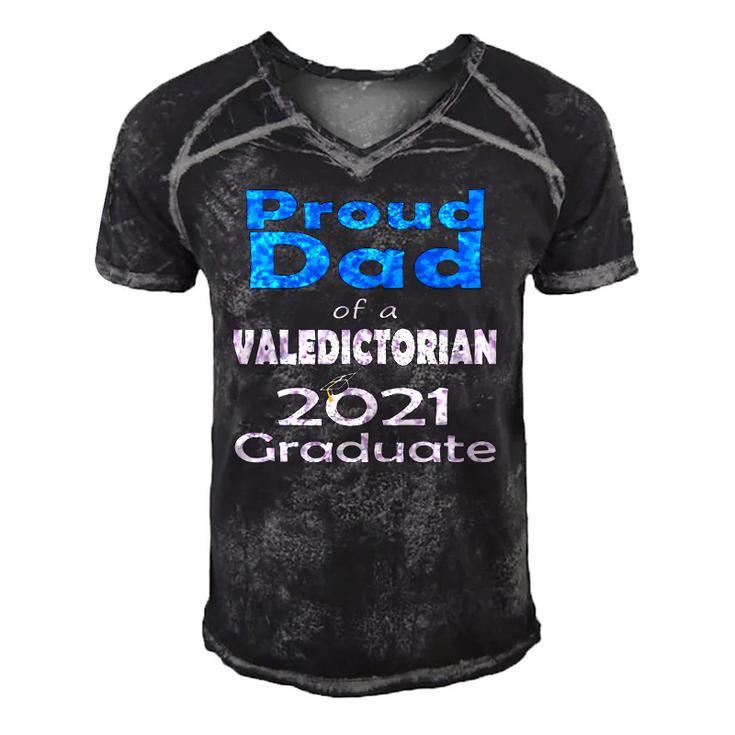 Proud Dad Valedictorian Cum Laude Class Of 2021 Graduate Men's Short Sleeve V-neck 3D Print Retro Tshirt