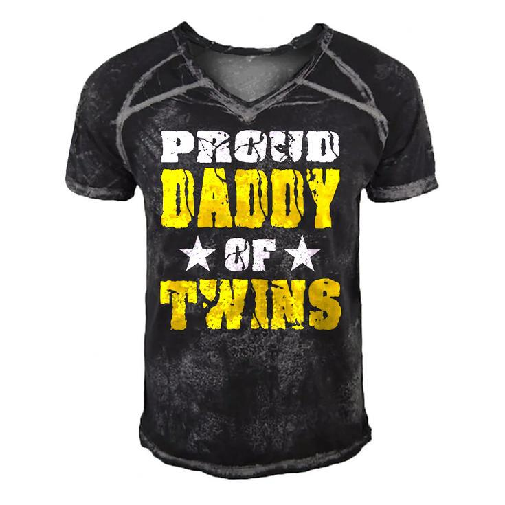 Proud Daddy Of Twins Dad Father Men's Short Sleeve V-neck 3D Print Retro Tshirt